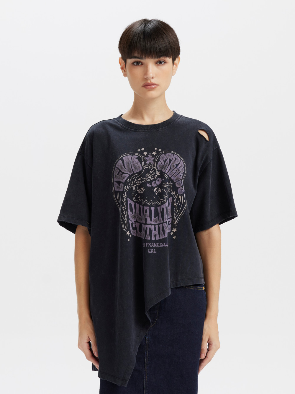 女款 長版T 破壞設計 Tee 短袖 特色印花 人氣新品_1