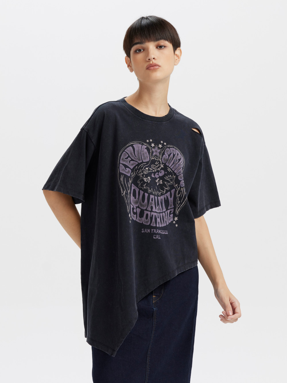女款 長版T 破壞設計 Tee 短袖 特色印花 人氣新品_4