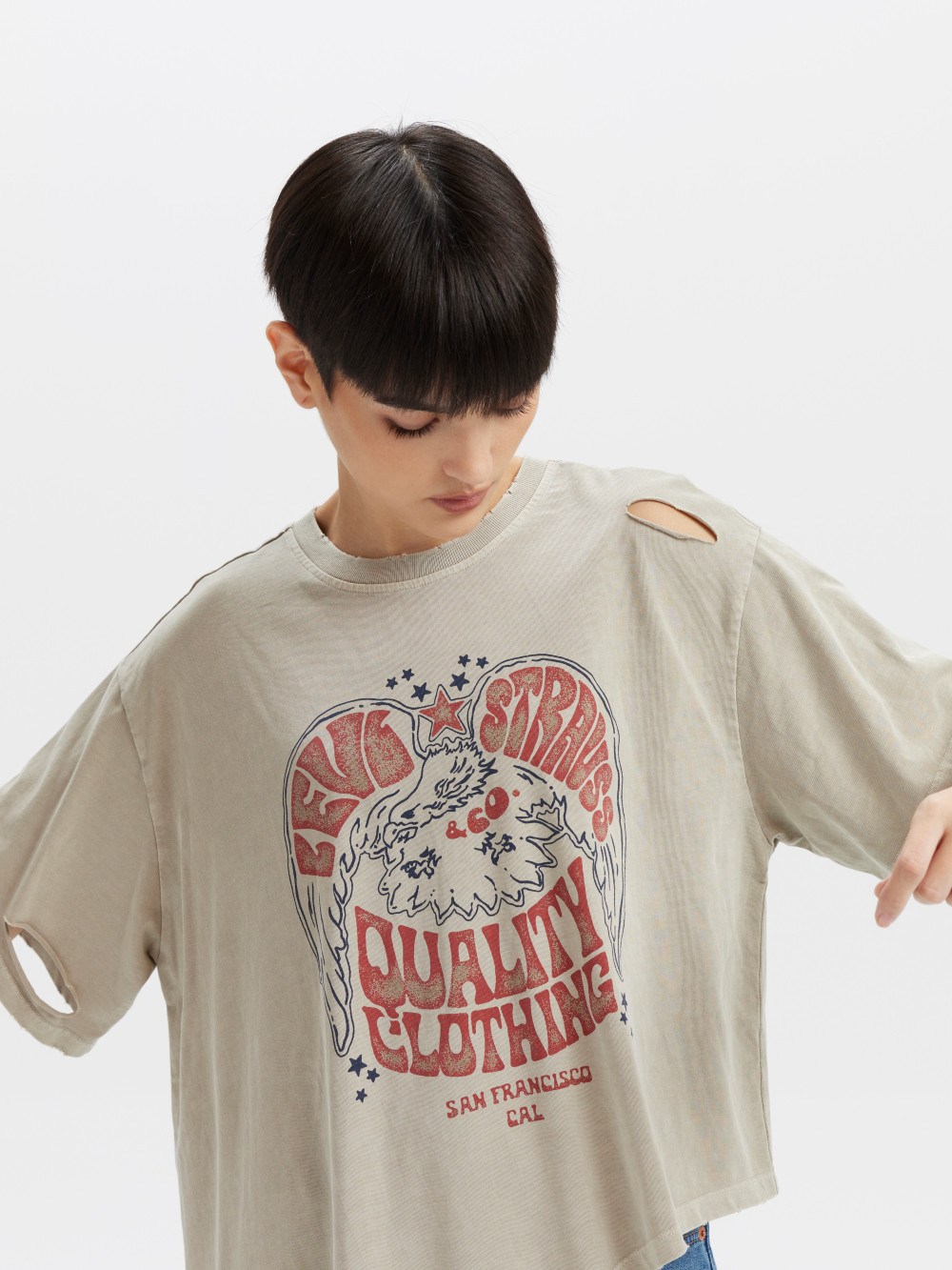 女款 長版T 破壞設計 Tee 短袖 特色印花 人氣新品