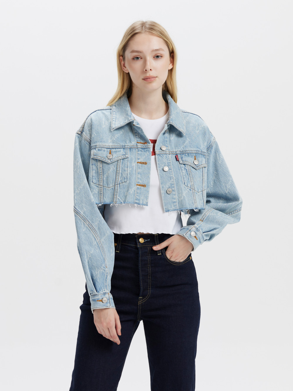 Levi’s® 女款 牛仔外套 短版外套 草寫LOGO 單寧外套 人氣新品