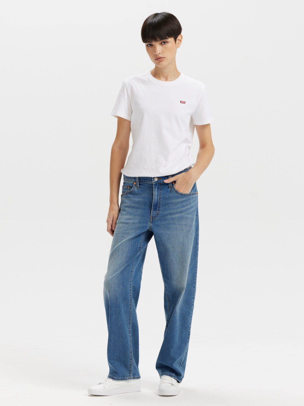 Baggy Dad 女款中腰牛仔褲 寬鬆直筒牛仔褲 人氣新品