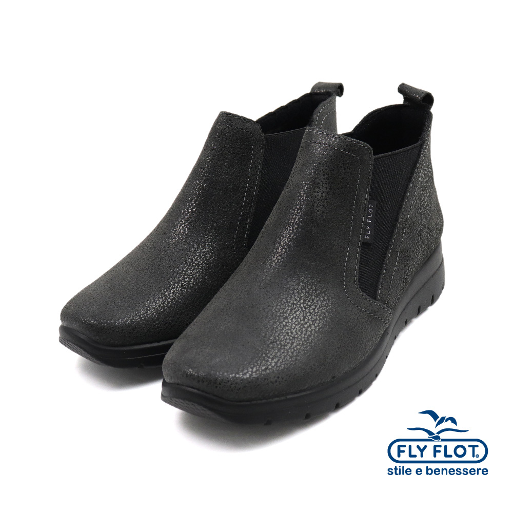 【FLYFLOT】義大利原廠防水厚底伸縮易穿脫短靴 深灰色(27R17-BX-ANT)