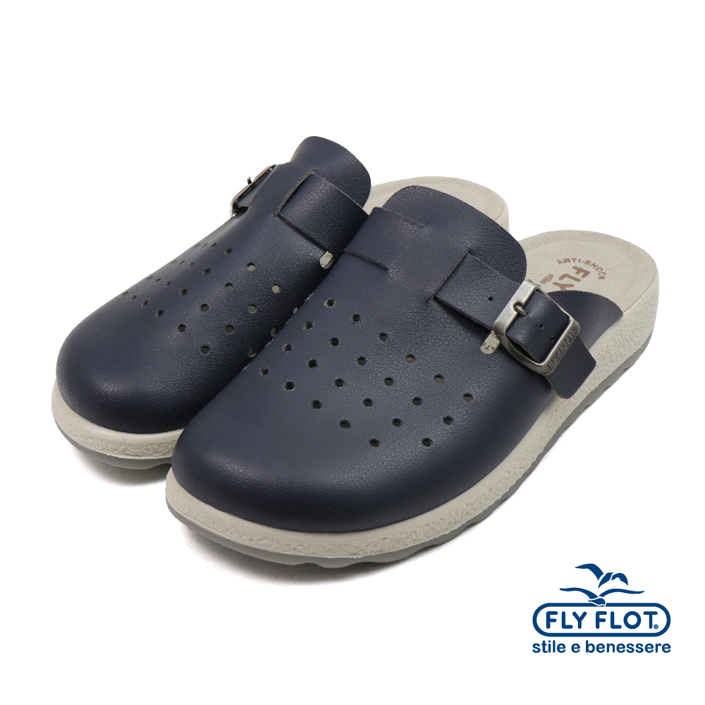 【FLYFLOT】義大利原廠輕量透氣可調式勃肯鞋 深藍色(52234-EA-BLU)