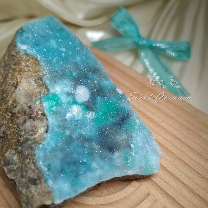晶簇化矽孔雀共生磷銅礦與石英1208-36 CHRYSOCOLLA ~溝通、神性的彰顯、溫和與力量的完美結合_2