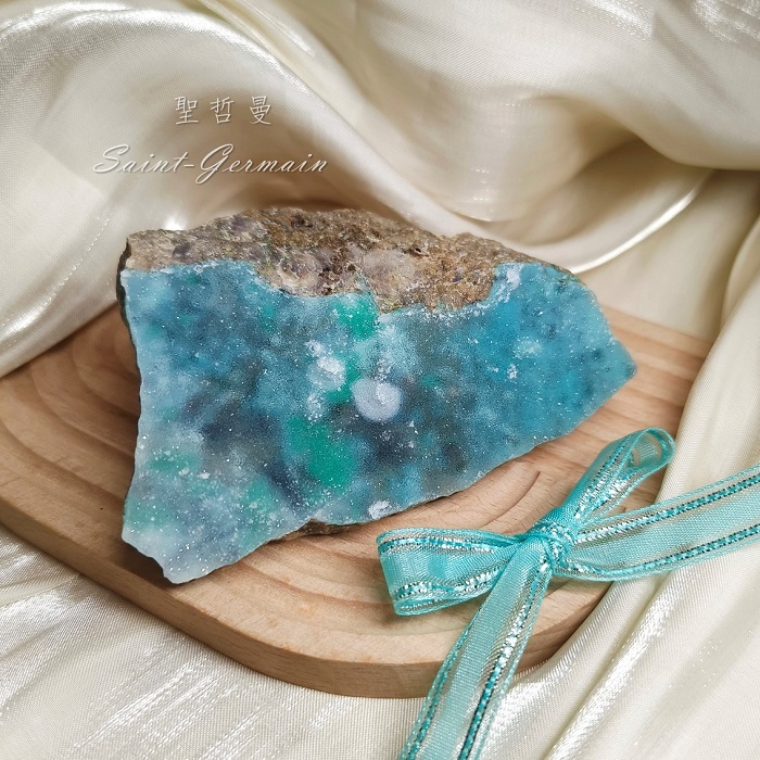 晶簇化矽孔雀共生磷銅礦與石英1208-36 CHRYSOCOLLA ~溝通、神性的彰顯、溫和與力量的完美結合_3