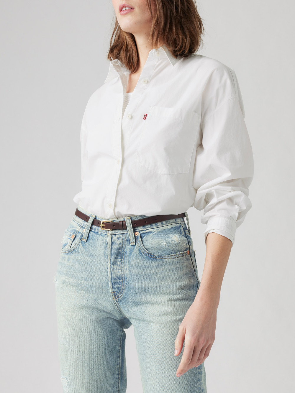 Levi’s® 女款 細版經典雙馬標壓印皮帶 人氣新品