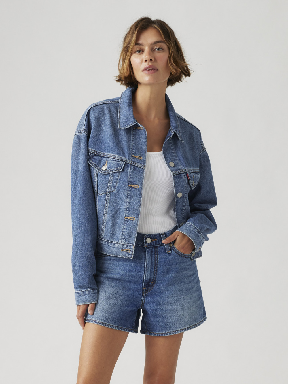 Levi’s® 女款 90S TYPE III 復古寬袖三代短版丹寧牛仔外套 人氣新品
