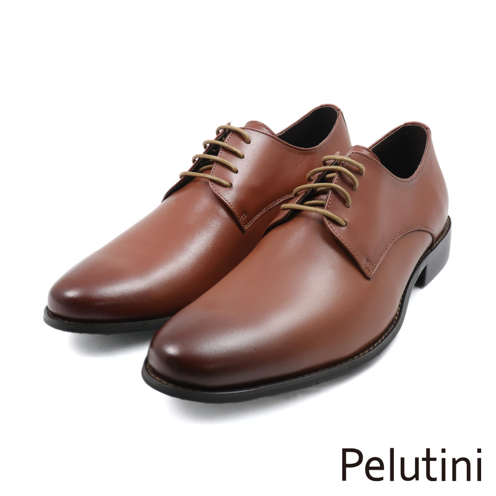 【Pelutini】經典素面漸層刷染綁帶德比鞋 棕色(6533-BR)