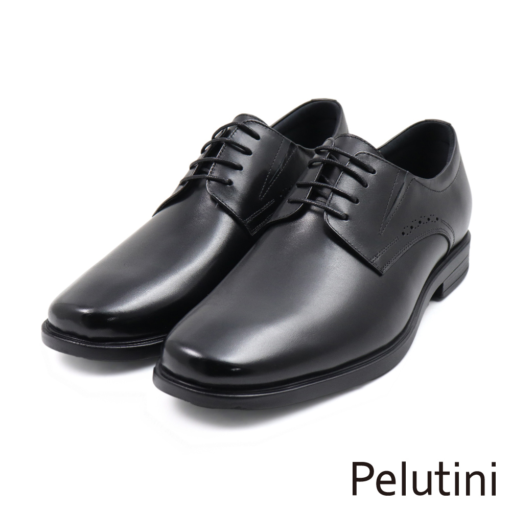 【Pelutini】經典質感壓線綁帶德比鞋 黑色(312045-BL)