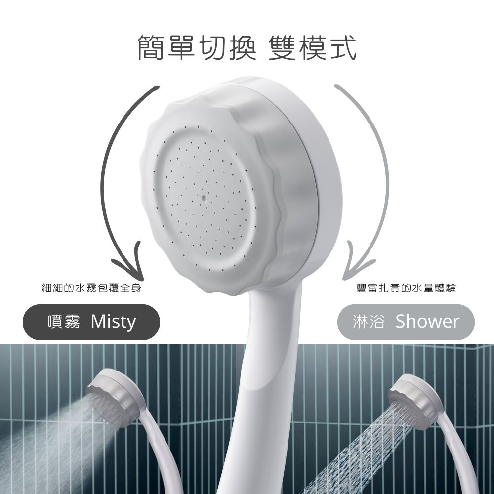 日本製MIZSEI【奈米氣泡】(2入)蓮蓬頭 SH23W-SN Bubbly Misty_白色(無水流暫停鍵)_2