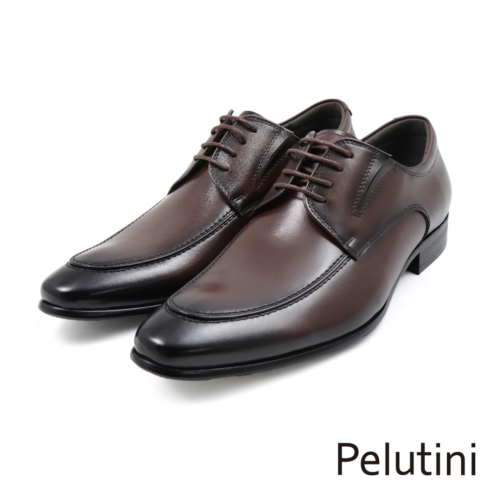 【Pelutini】經典壓線質感商務綁帶德比鞋 深棕色(312052-DBR)