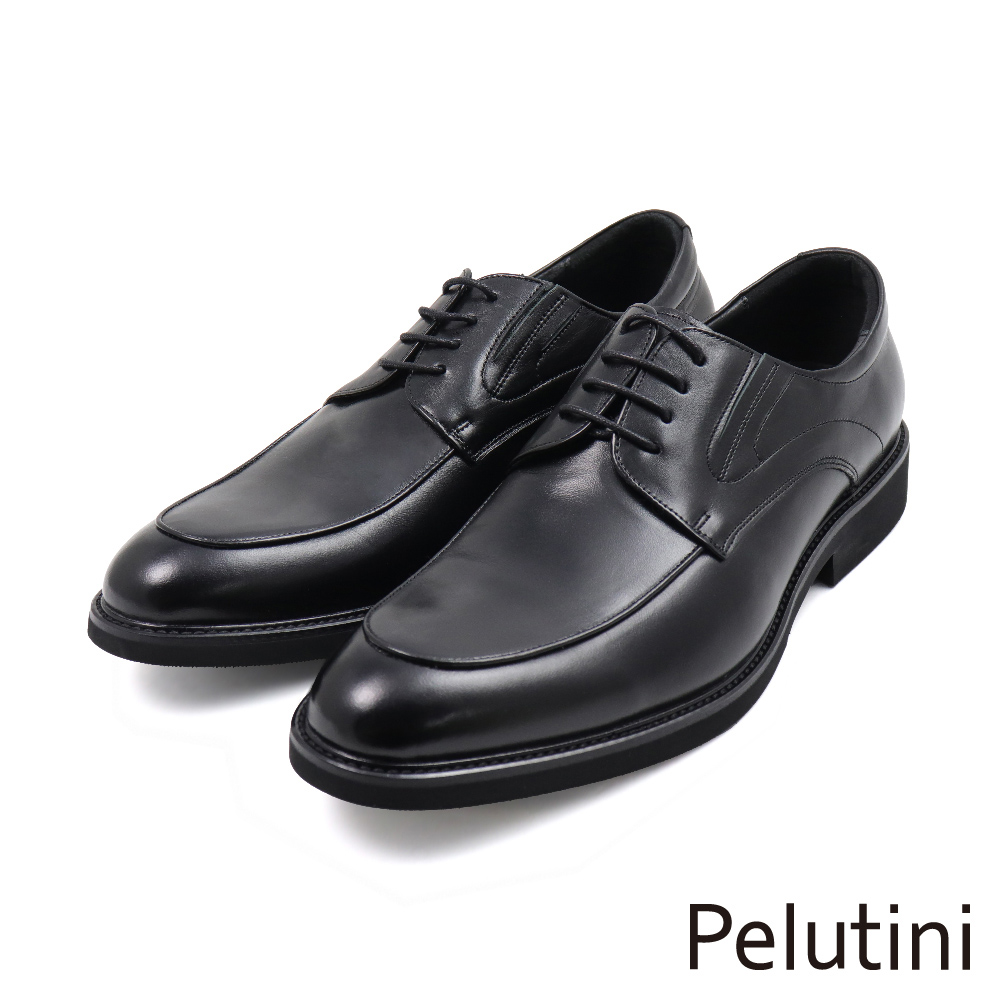 【Pelutini】經典系列壓線質感商務綁帶德比鞋 黑色(312058-BL)
