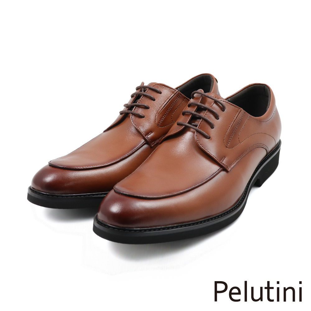 【Pelutini】經典系列壓線質感刷色漸層綁帶德比鞋 棕色(312058-BR)