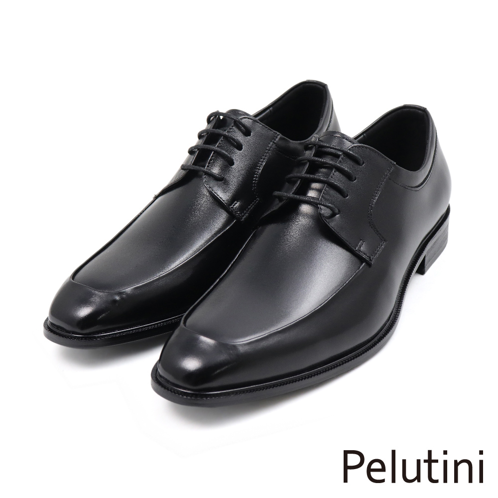 【Pelutini】經典質感素面綁帶德比鞋 黑色(412131-BL)
