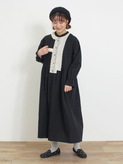 少女感蕾絲拼接糖果袖排釦洋裝(0F000344810) - Samansa Mos2
