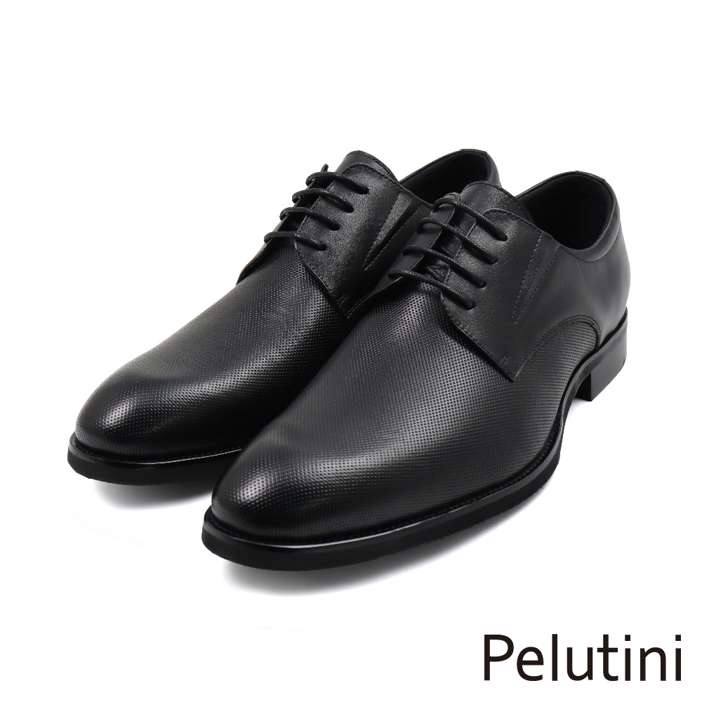 【Pelutini】經典輕量質感商務綁帶德比鞋 黑色(PO315015-BL)