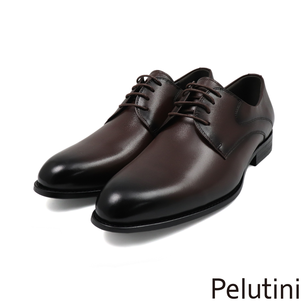 【Pelutini】經典質感素面簡約綁帶德比鞋 深棕色(412109-DBR)
