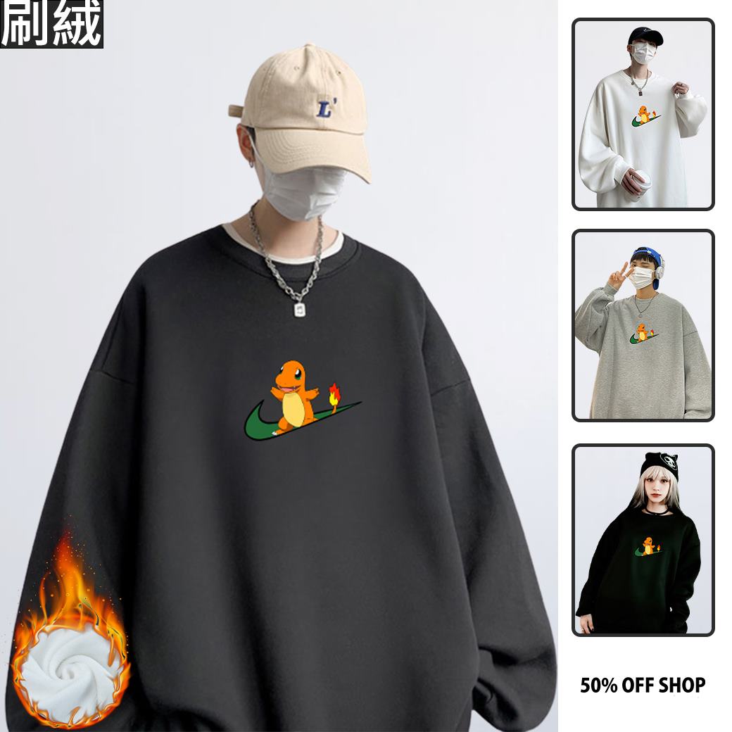 小火龍X勾勾 SWOOSH 寶可夢 圓領純棉刷絨大學T 台灣獨家日本動漫T_0
