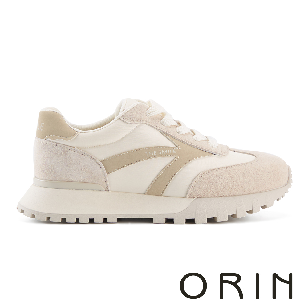 ORIN 撞色百搭綁帶休閒鞋 米色 #25201