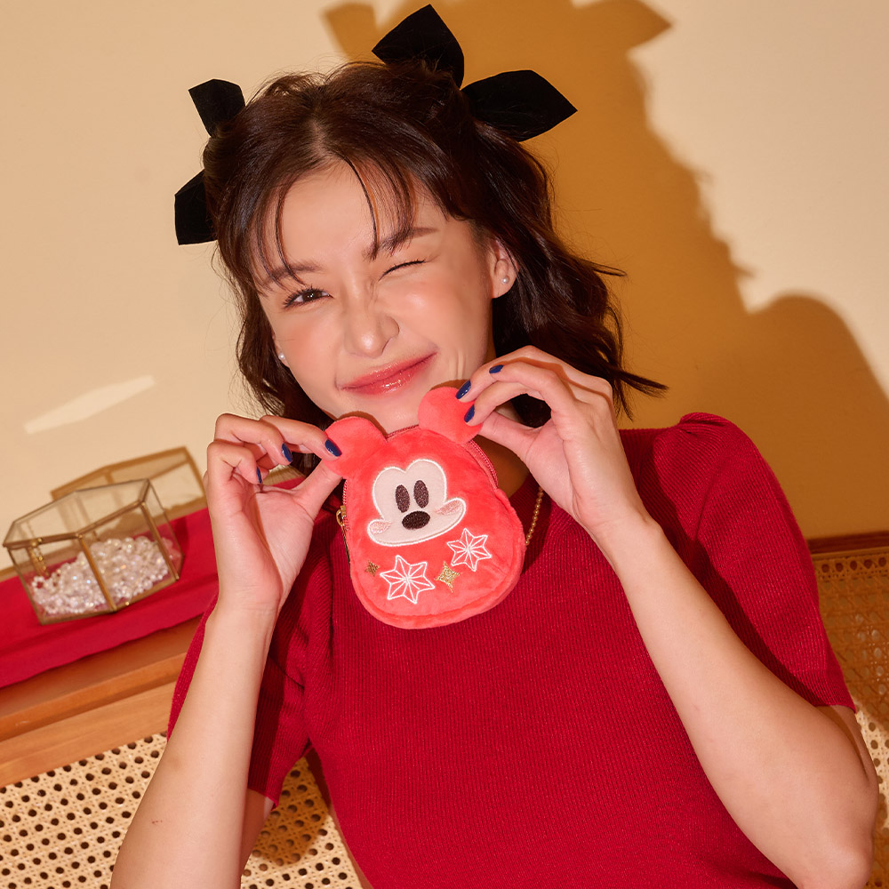 【Disney】米奇福倒翁造型零錢包-紅 PTD23-F3-21RD