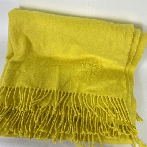 【台北西門店】HERMES/圍巾//CASHMERE YELLOW SCARF