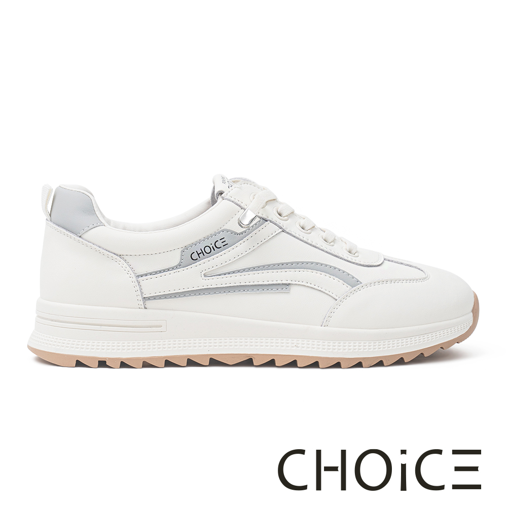 CHOiCE 舒適線條色塊厚底休閒鞋 灰色 #38379