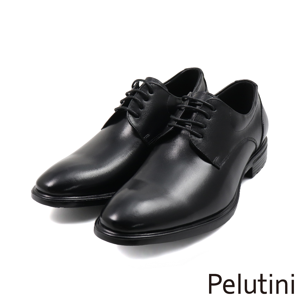 【Pelutini】經典質感輕量軟墊綁帶德比鞋 黑色(PO001-BL)