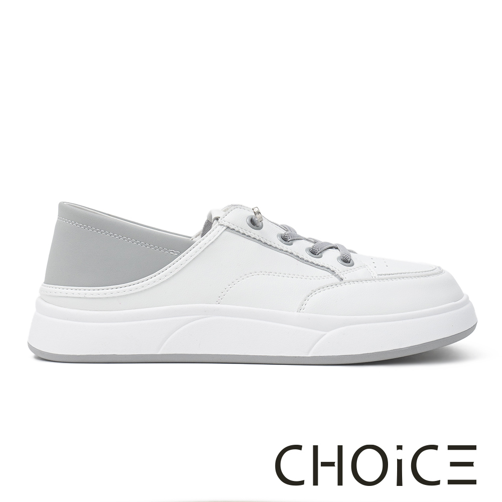 CHOiCE 舒適免綁帶兩穿後踩厚底休閒鞋 灰色 #38367