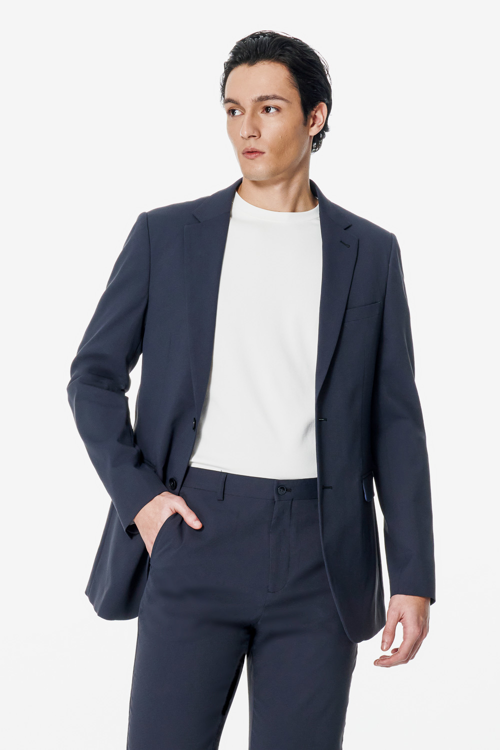 SST&C Midnight Blue Textured Suit | 00012502001_0