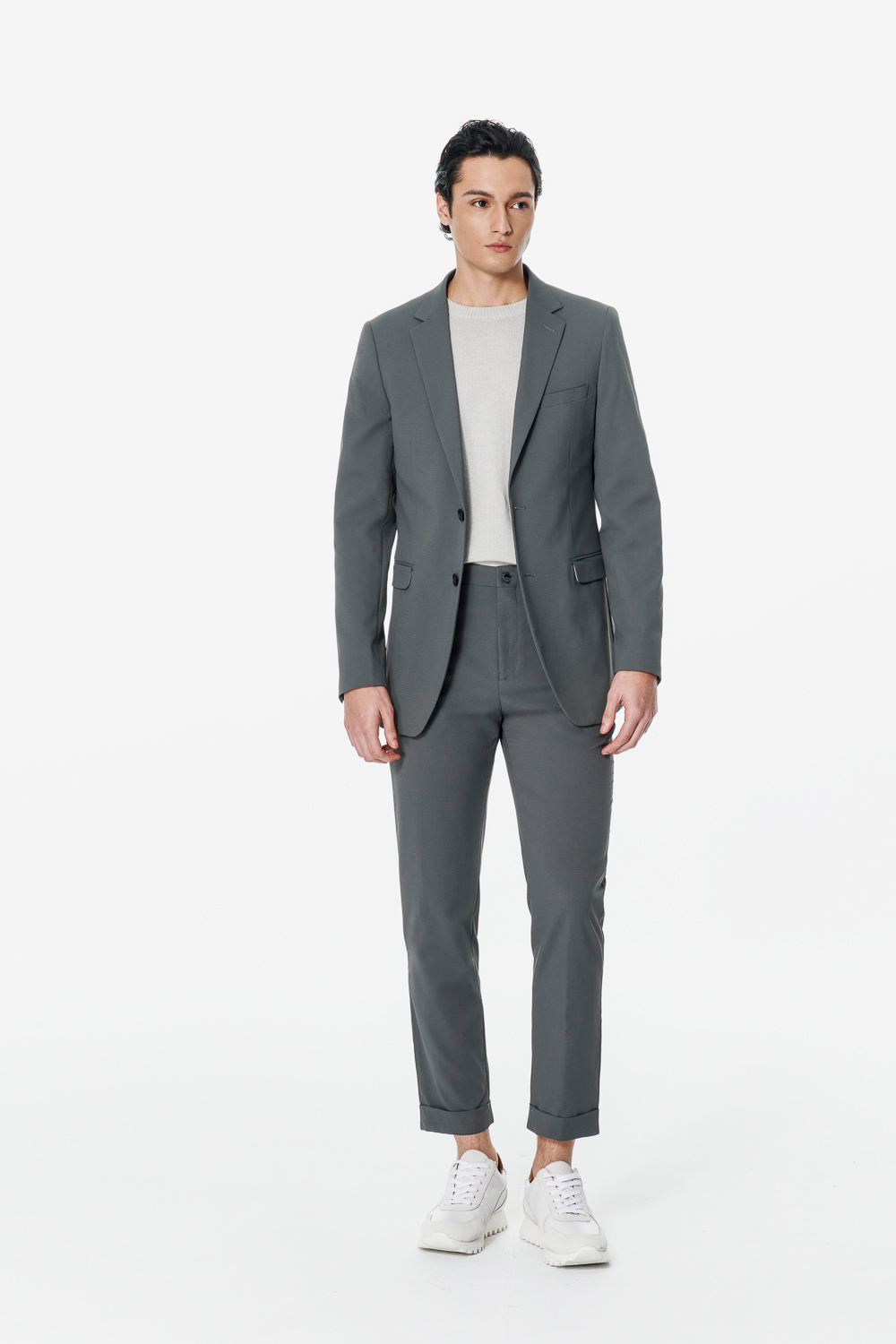 SST&C Light Grey Textured Suit | 00012502002_2