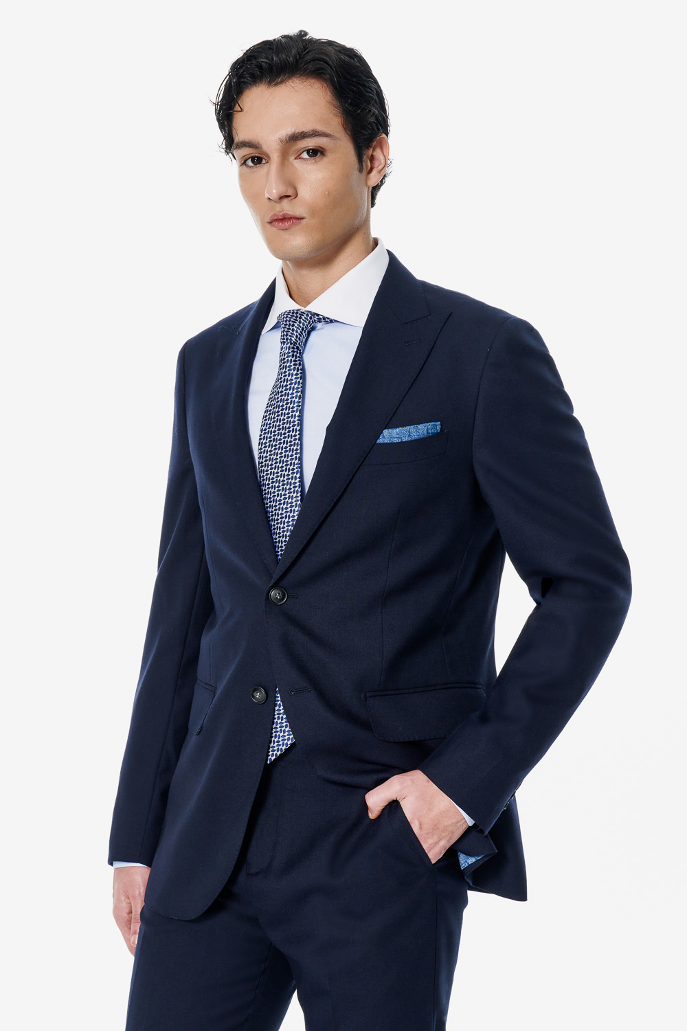SST&C #Milan Series Midnight Blue Slim Suit | 00012502006_0