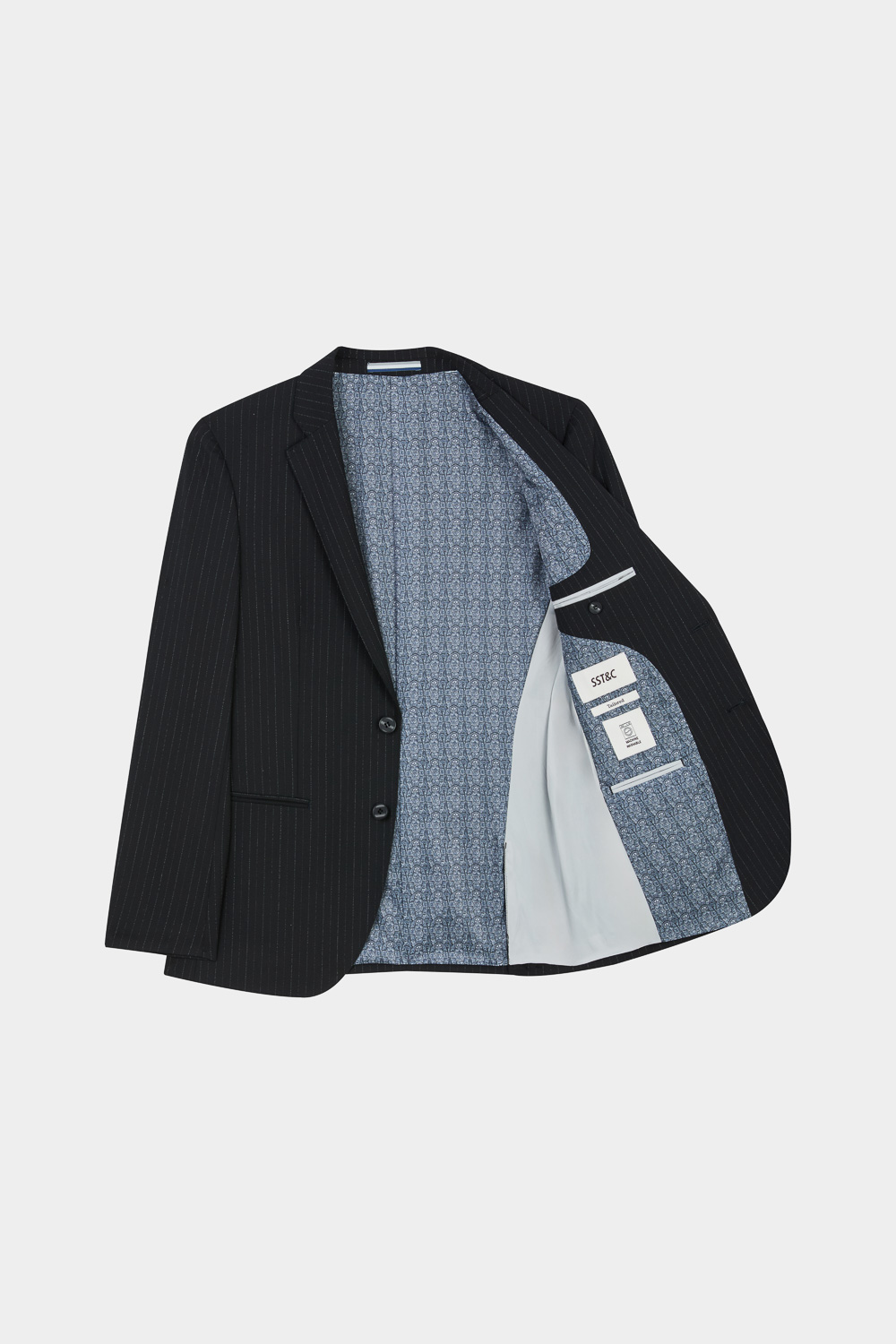 SST&C Black Pinstripe Tailored Suit | 00012502008_7