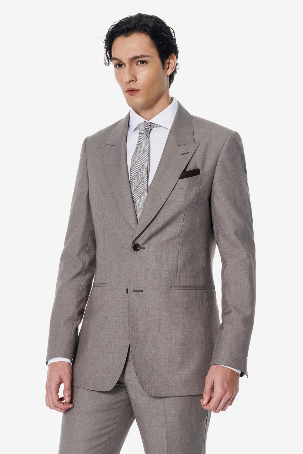 SST&C Taupe Slim Suit | 00012502009_0