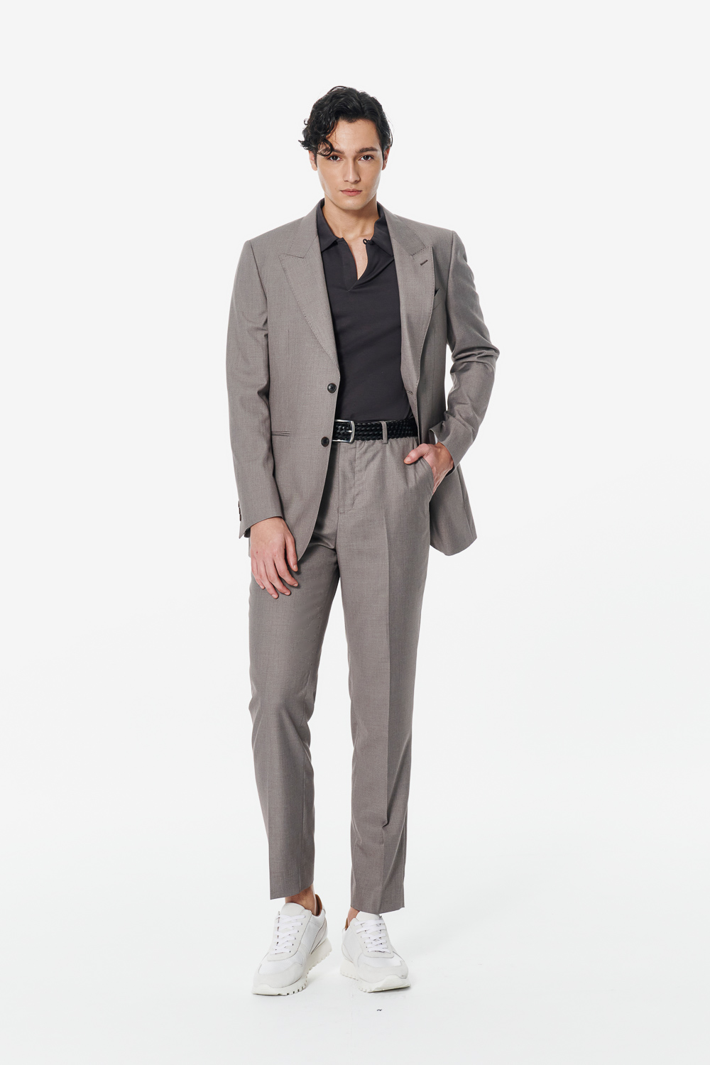 SST&C Taupe Slim Suit | 00012502009_2