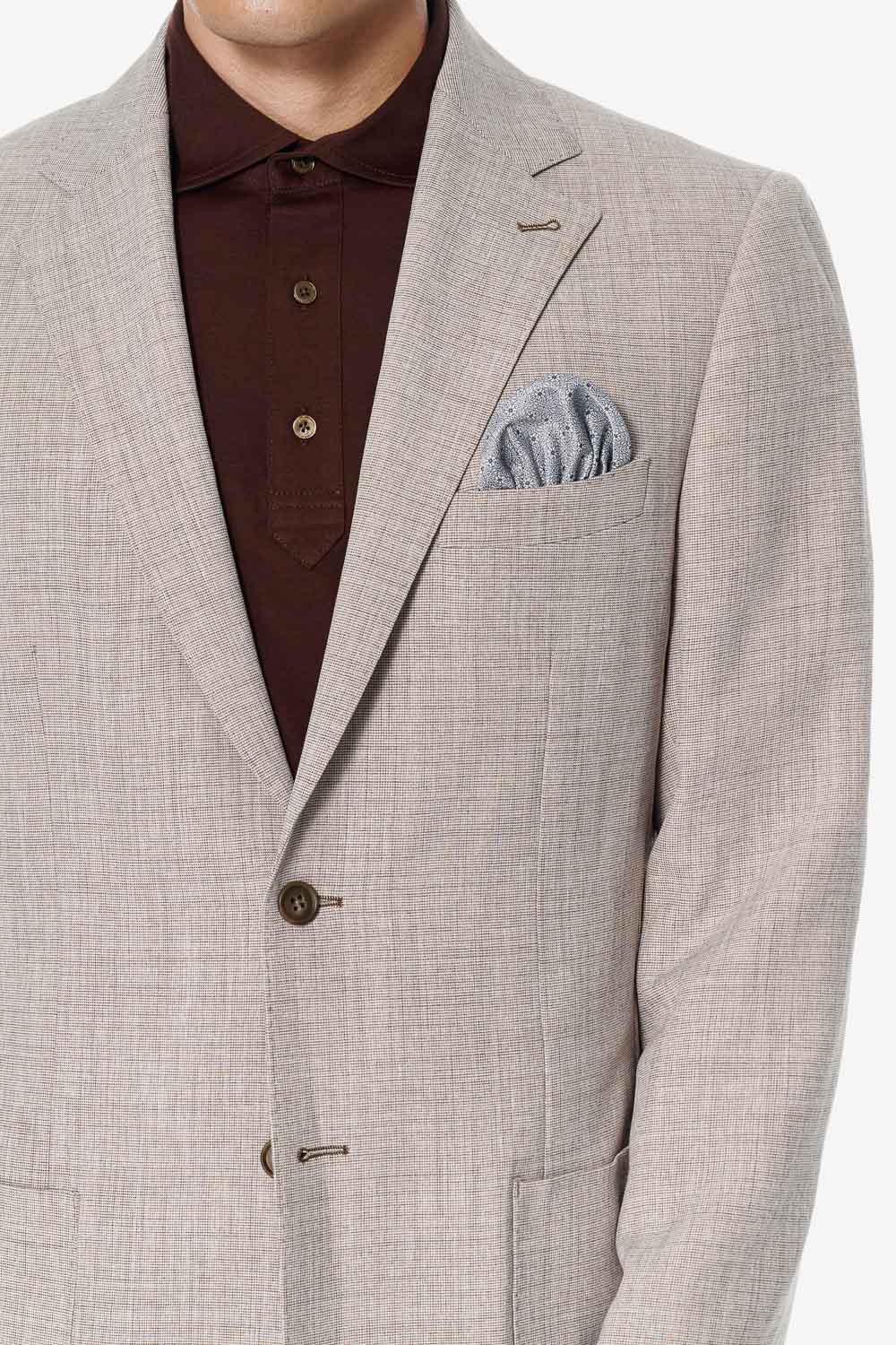 SST&C Beige Textured Slim Suit | 00012502010_3
