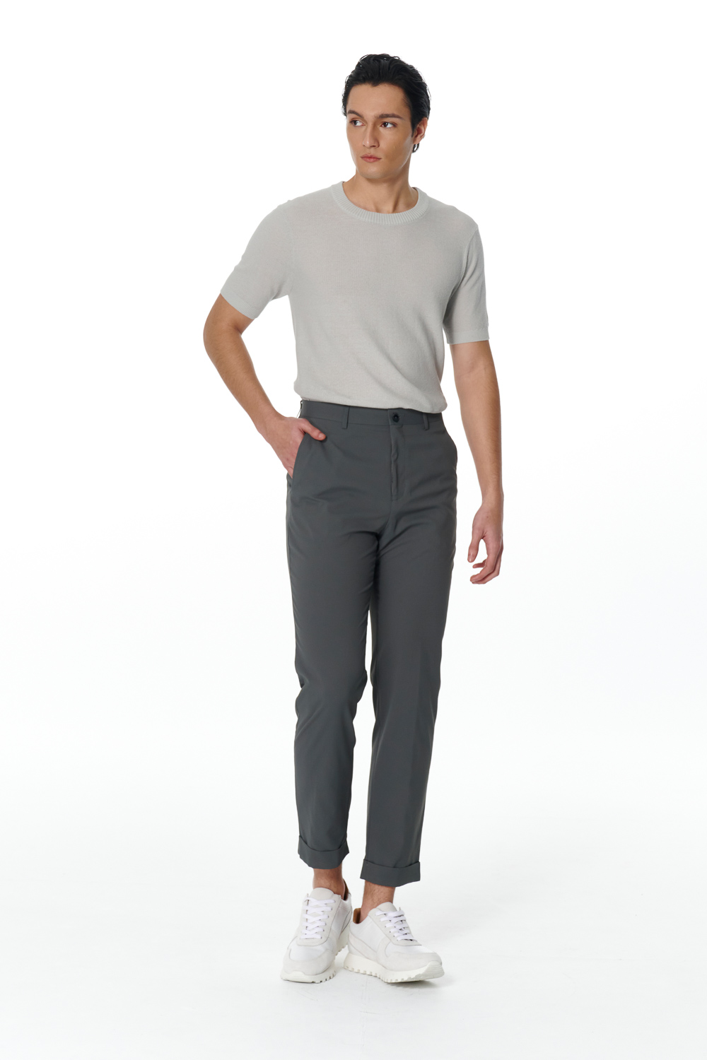 SST&C Light Grey Textured Trousers | 00022502002_1