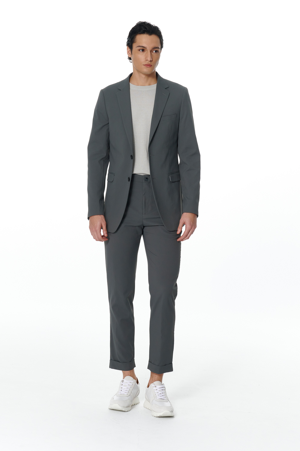 SST&C Light Grey Textured Trousers | 00022502002_2