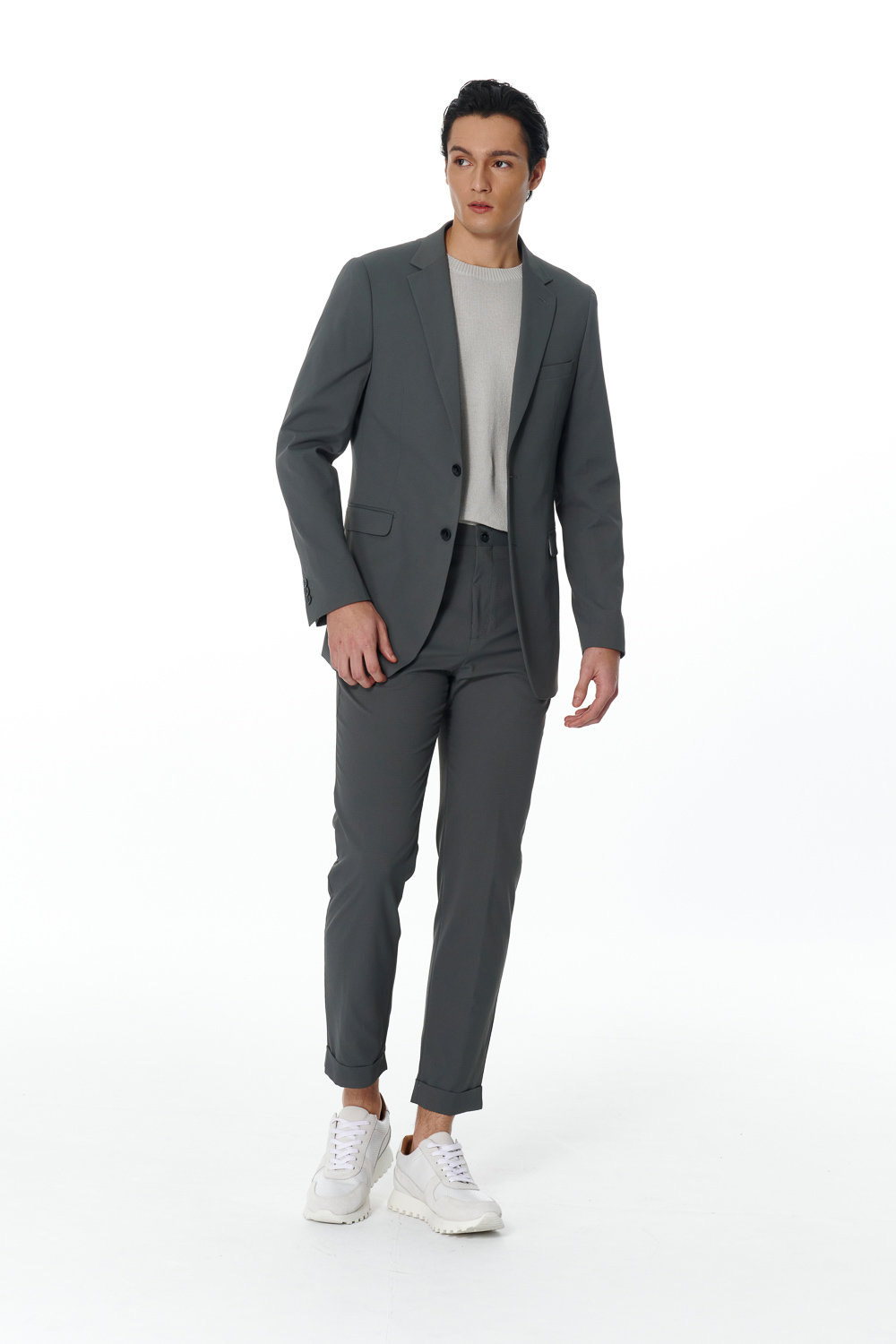 SST&C Light Grey Textured Trousers | 00022502002_3