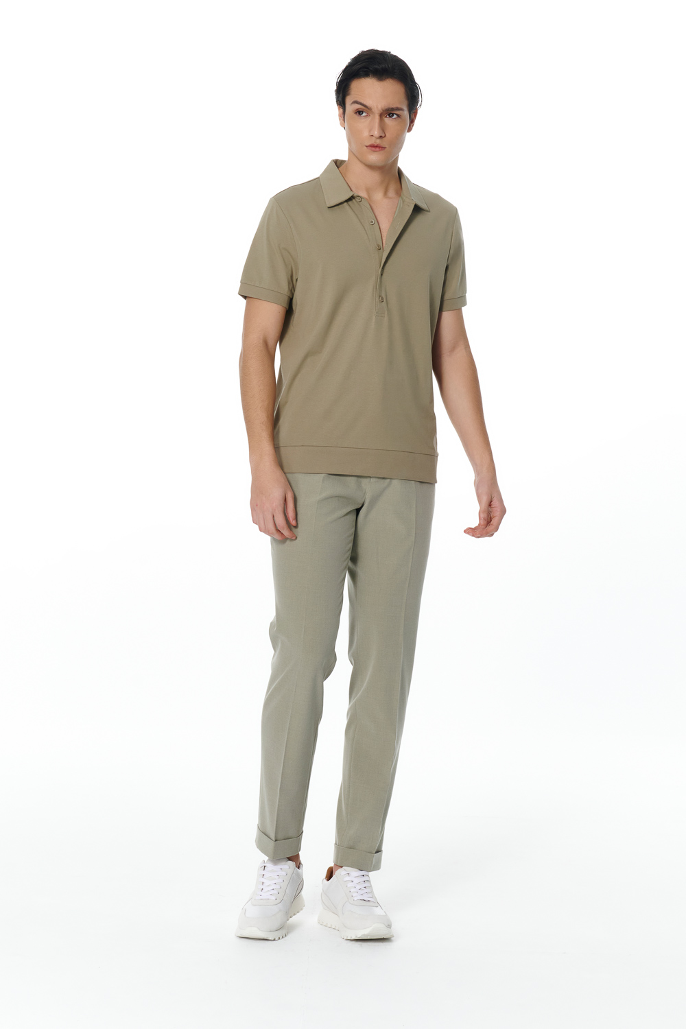 SST&C Lake Green Textured Trousers | 00022502003_1
