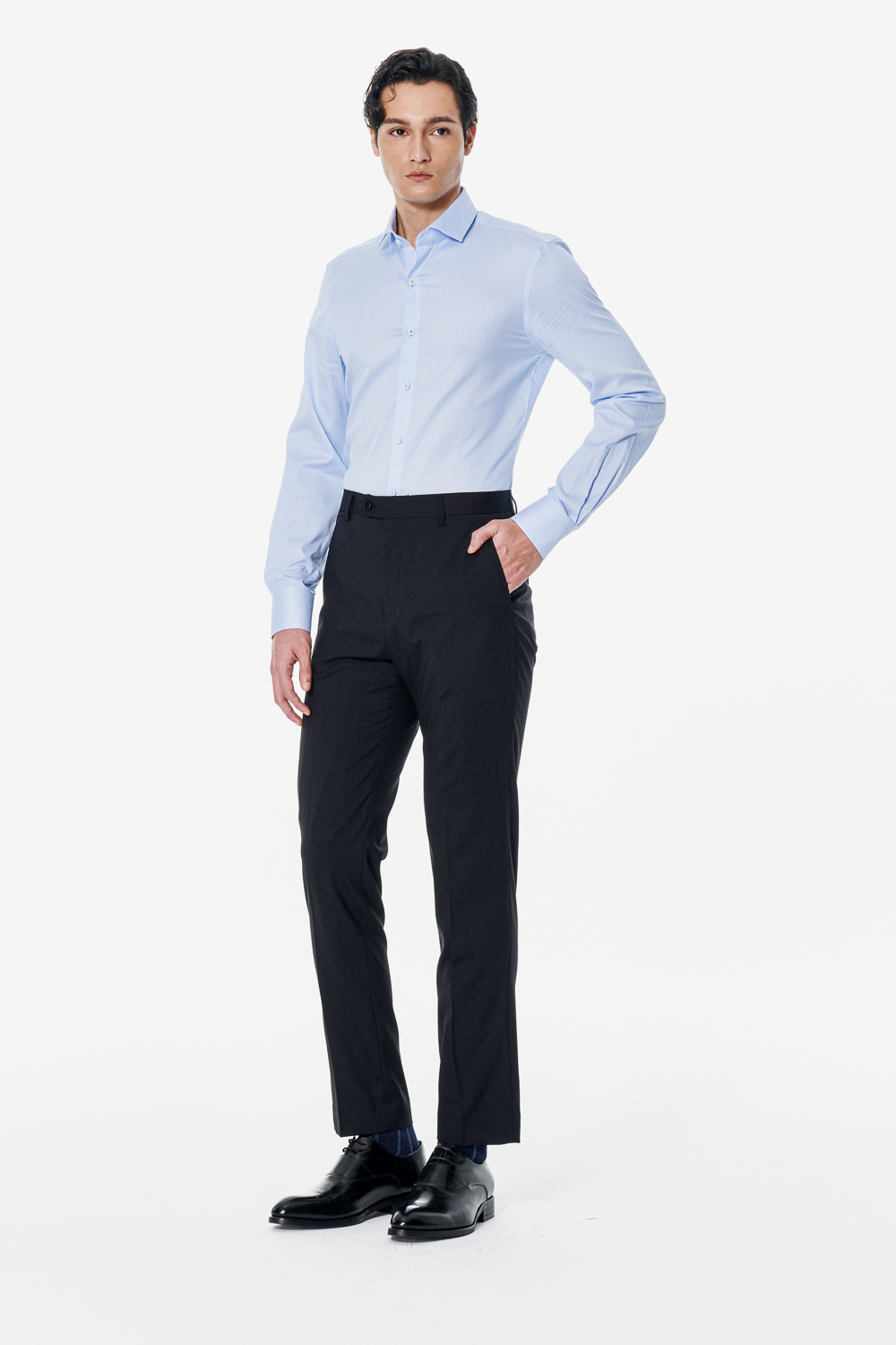 SST&C #Milan Series Machine Washable Black Micro Stripe Tailored Trousers | 00022502004_1