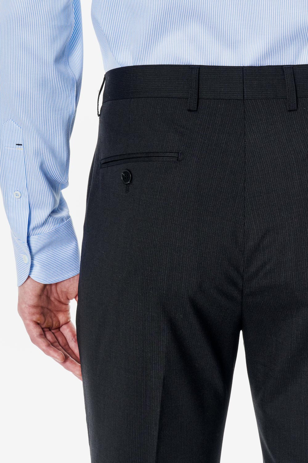 SST&C #Milan Series Machine Washable Black Micro Stripe Tailored Trousers | 00022502004_5