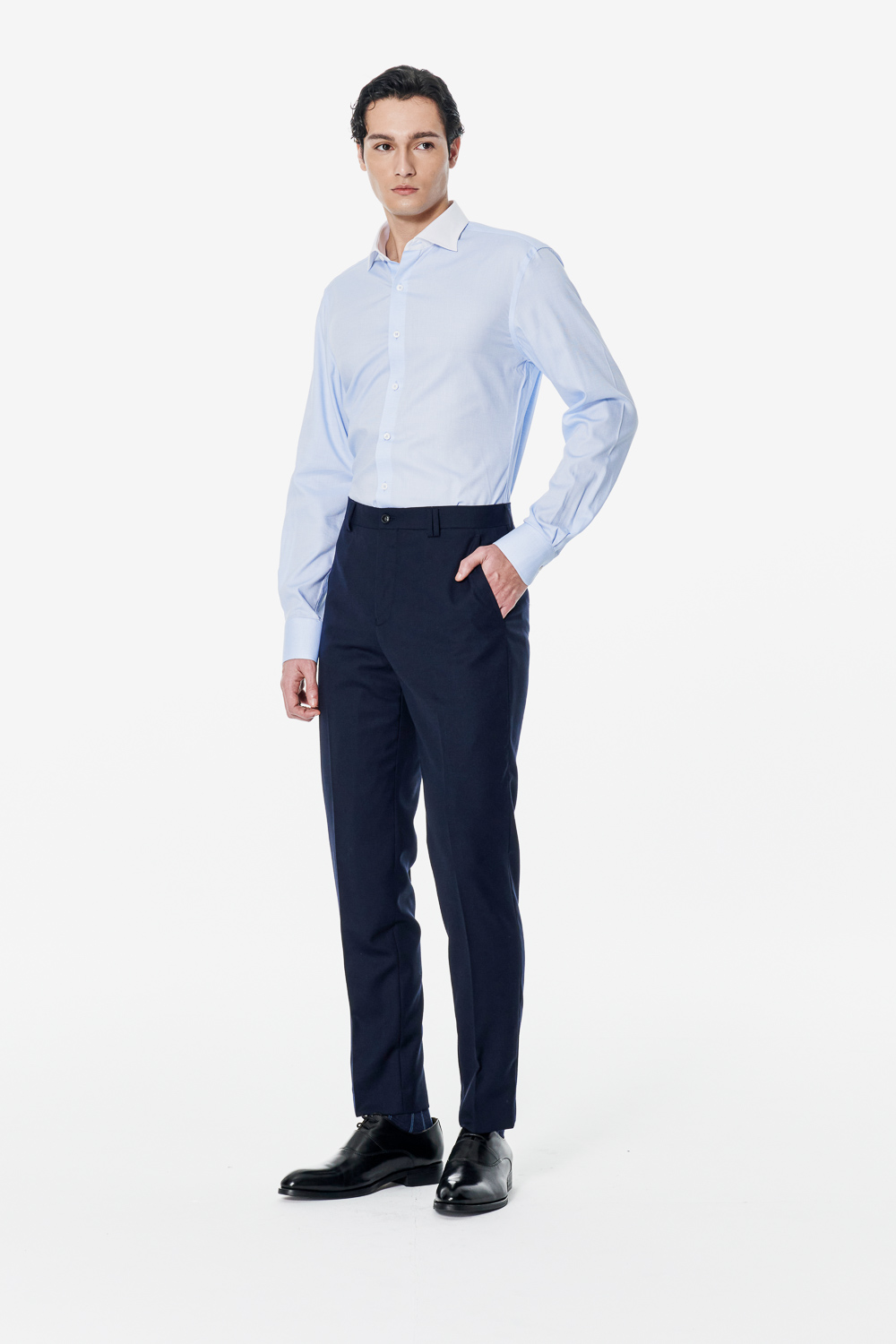 SST&C #Milan Series Midnight Blue Slim Trousers | 00022502006_1