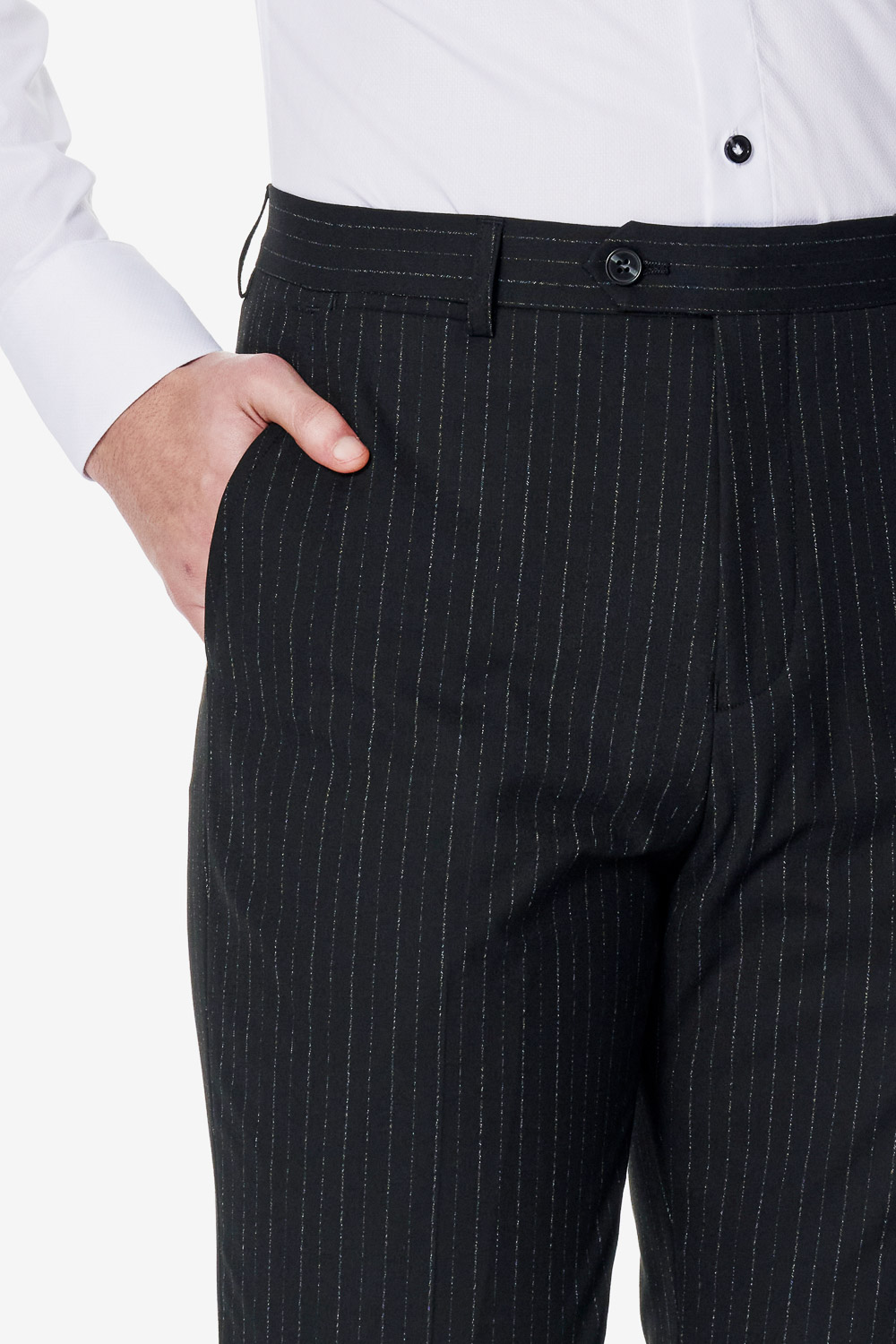 SST&C Black Pinstripe Tailored Trousers | 00022502008_4