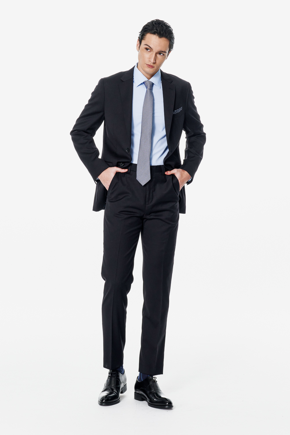 【訂製褲長】SST&C ＃米蘭系列 黑色紋理修身版西裝褲｜00022502007_3