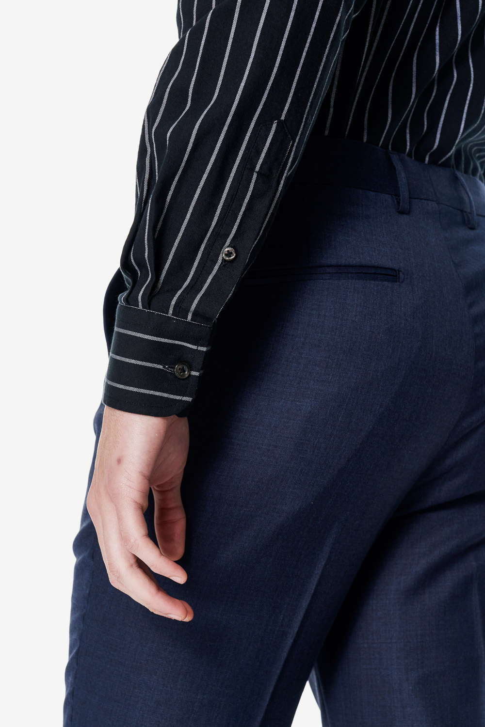SST&C Black White Striped Slim Fit Shirt | 00062502012_3
