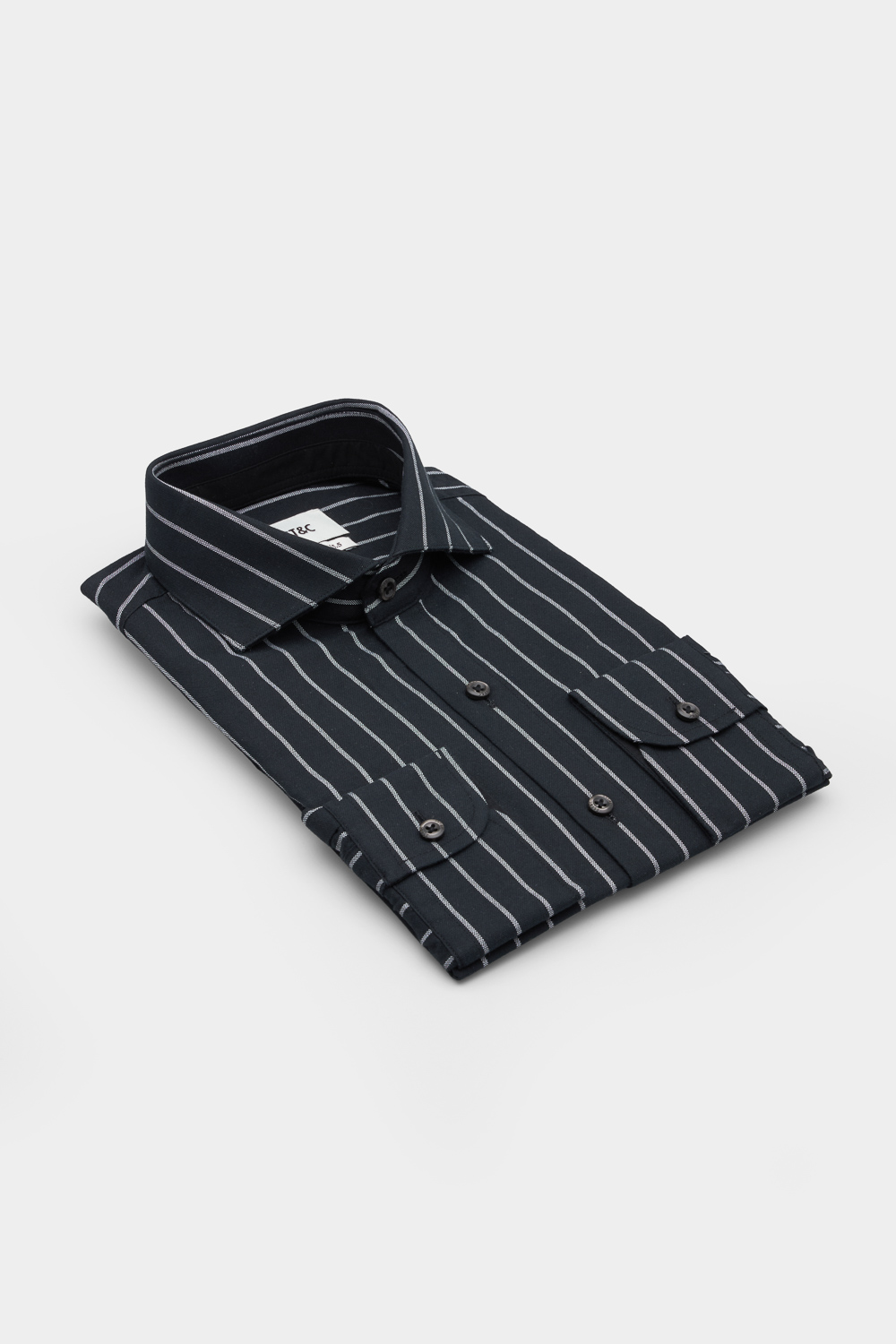 SST&C Black White Striped Slim Fit Shirt | 00062502012_5