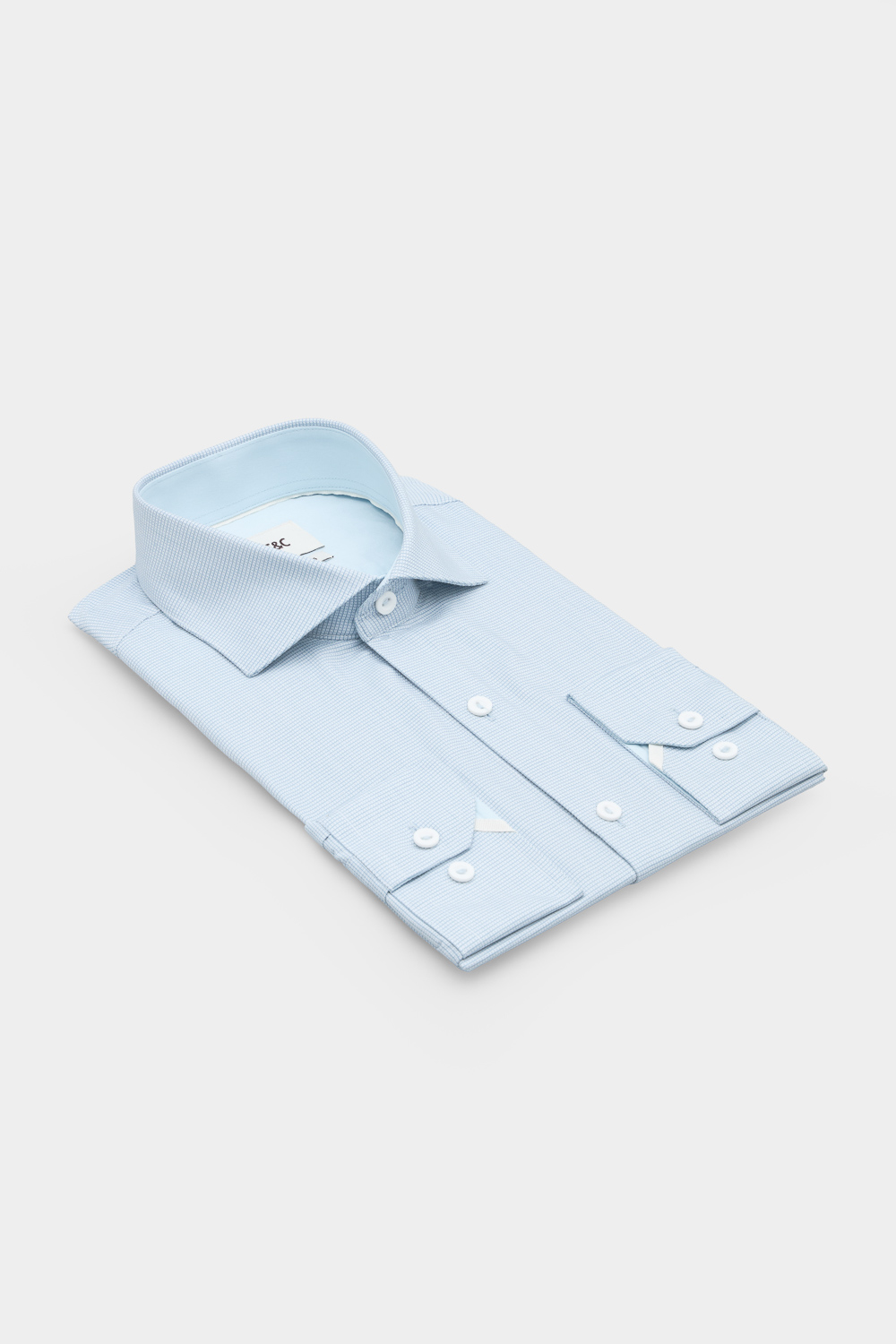 SST&C Light Blue Dot Check Slim Fit Shirt | 00062502013_5