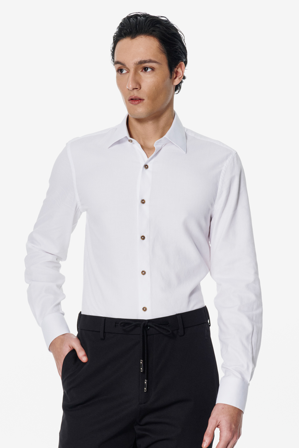 SST&C White Textured Slim Fit Shirt | 00062502017_0