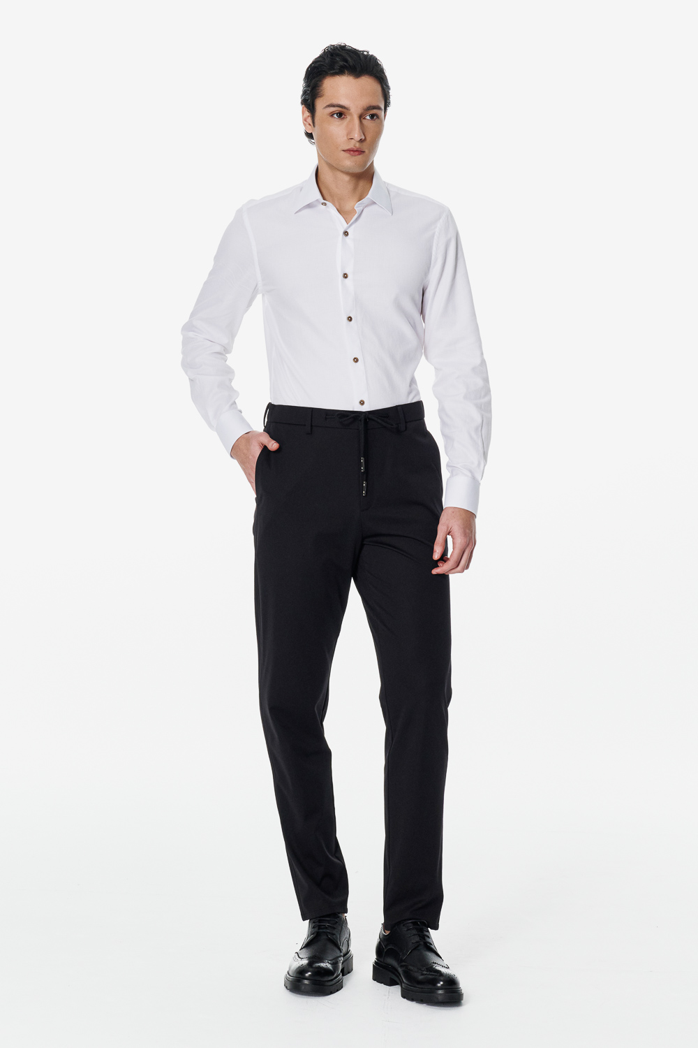 SST&C White Textured Slim Fit Shirt | 00062502017_1