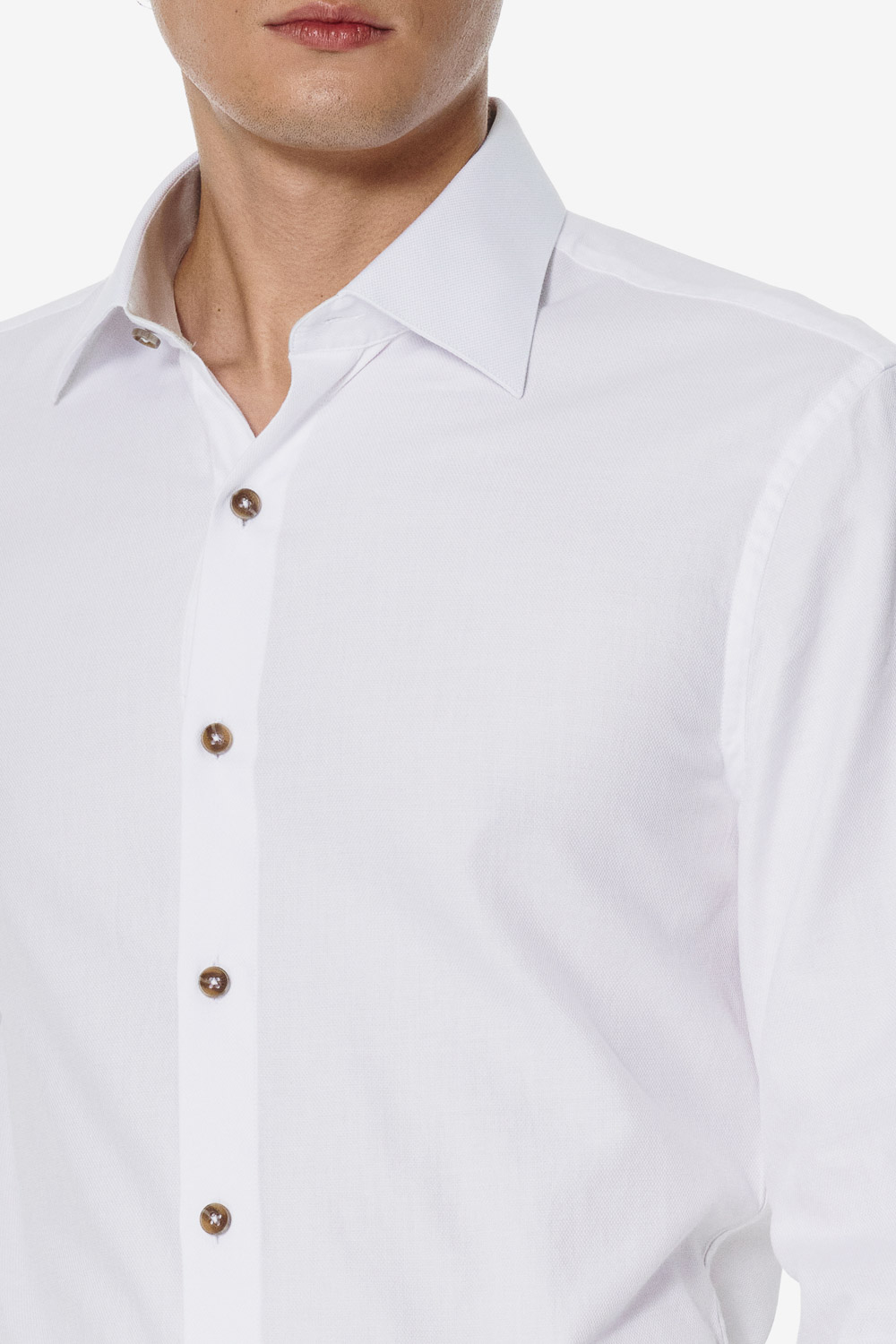 SST&C White Textured Slim Fit Shirt | 00062502017_3